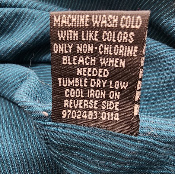 Tranquility Mayhem Green Teal Striped Button Front Shirt SZ Med - Picture 6 of 8